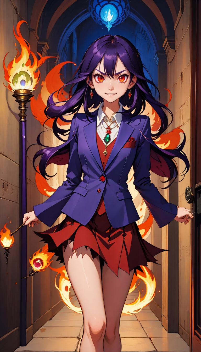 anime girl side smiling vampire