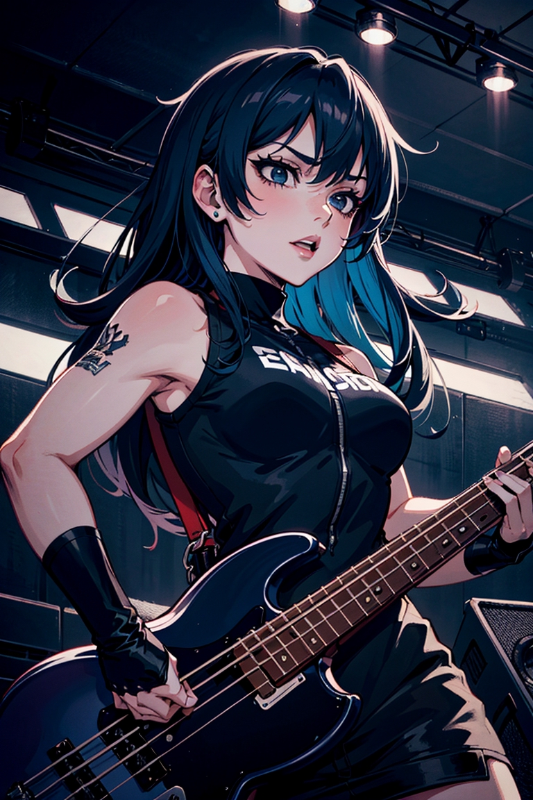 Anime bassist girl free 3d model - download obj file