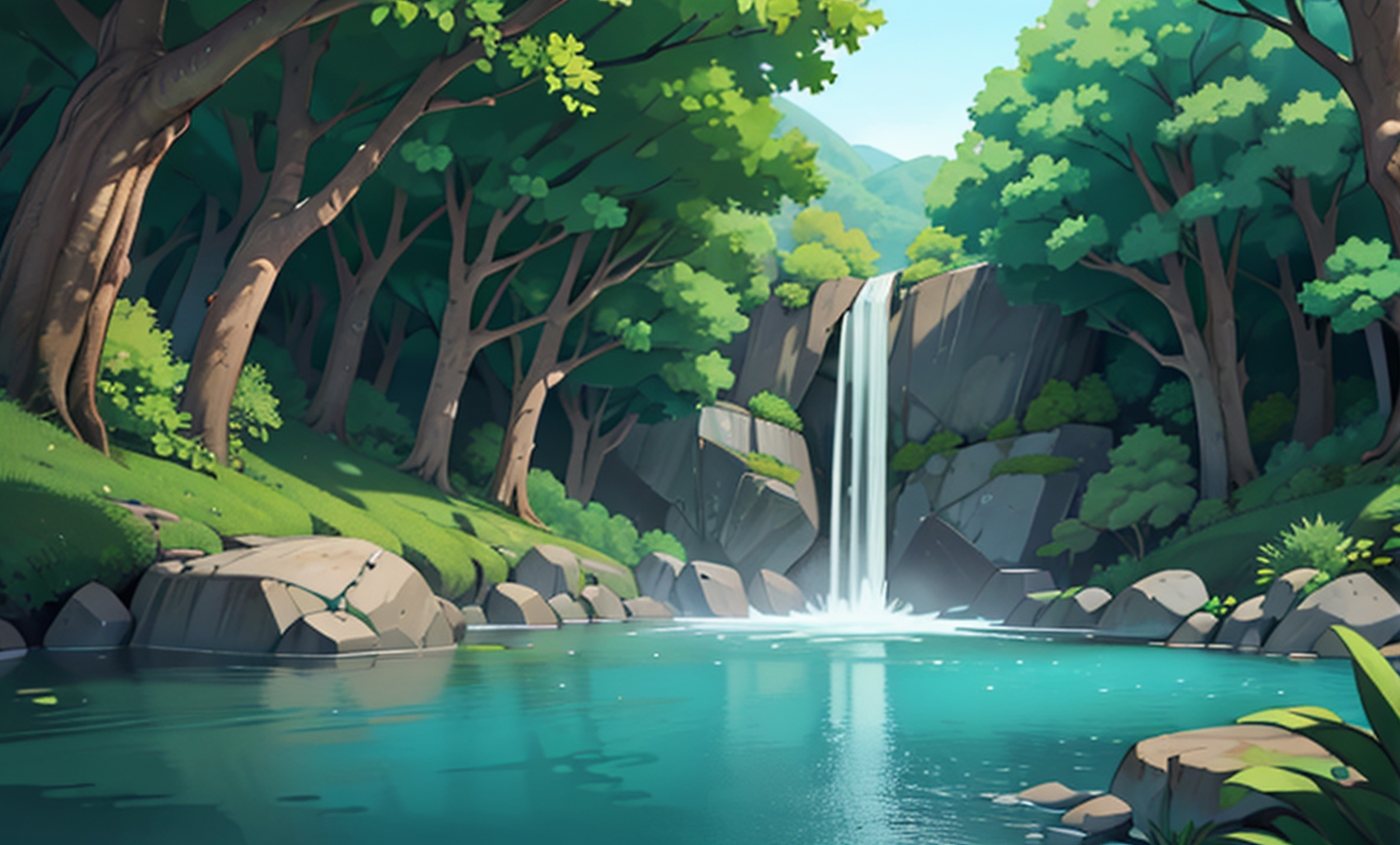 Premium Photo | Anime Waterfall background