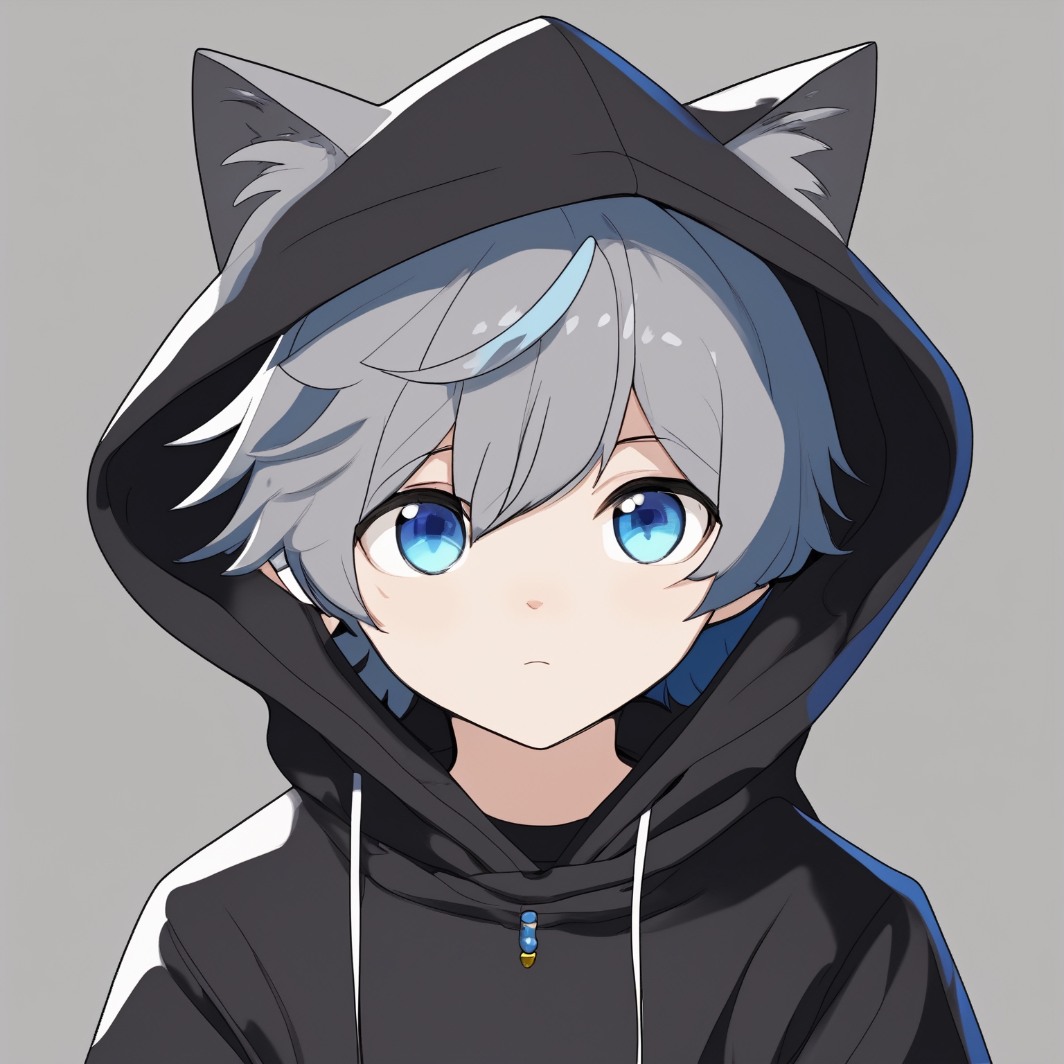 anime guy with gray hair and blue eyes