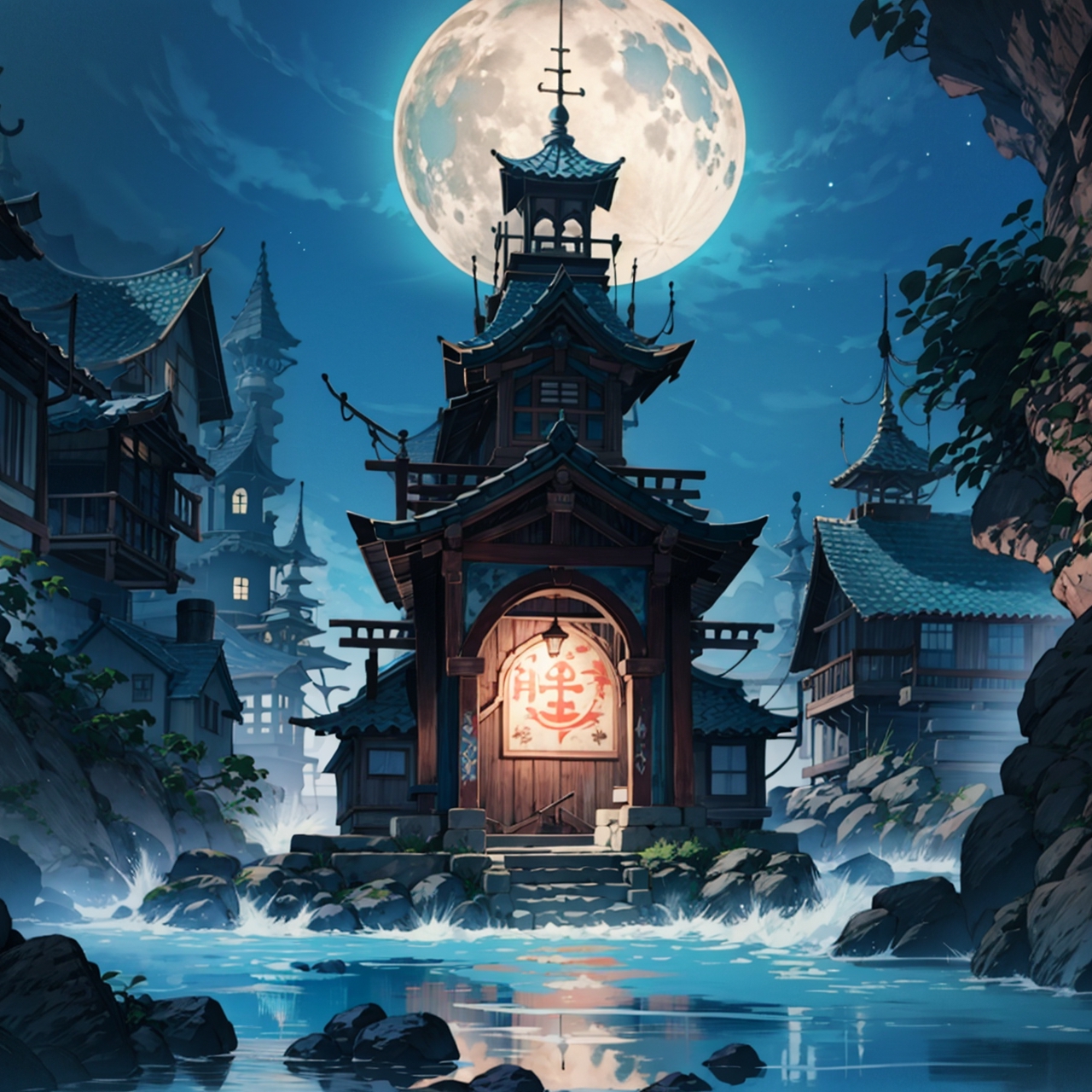 Anime Temple HD Wallpaper by ちょんひろ