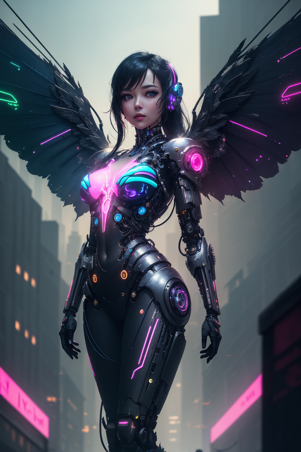 Beautiful girl cyberpunk fantasy art wallpaper background 