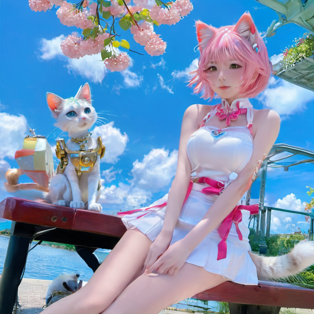 cat girl with pink hair - Playground