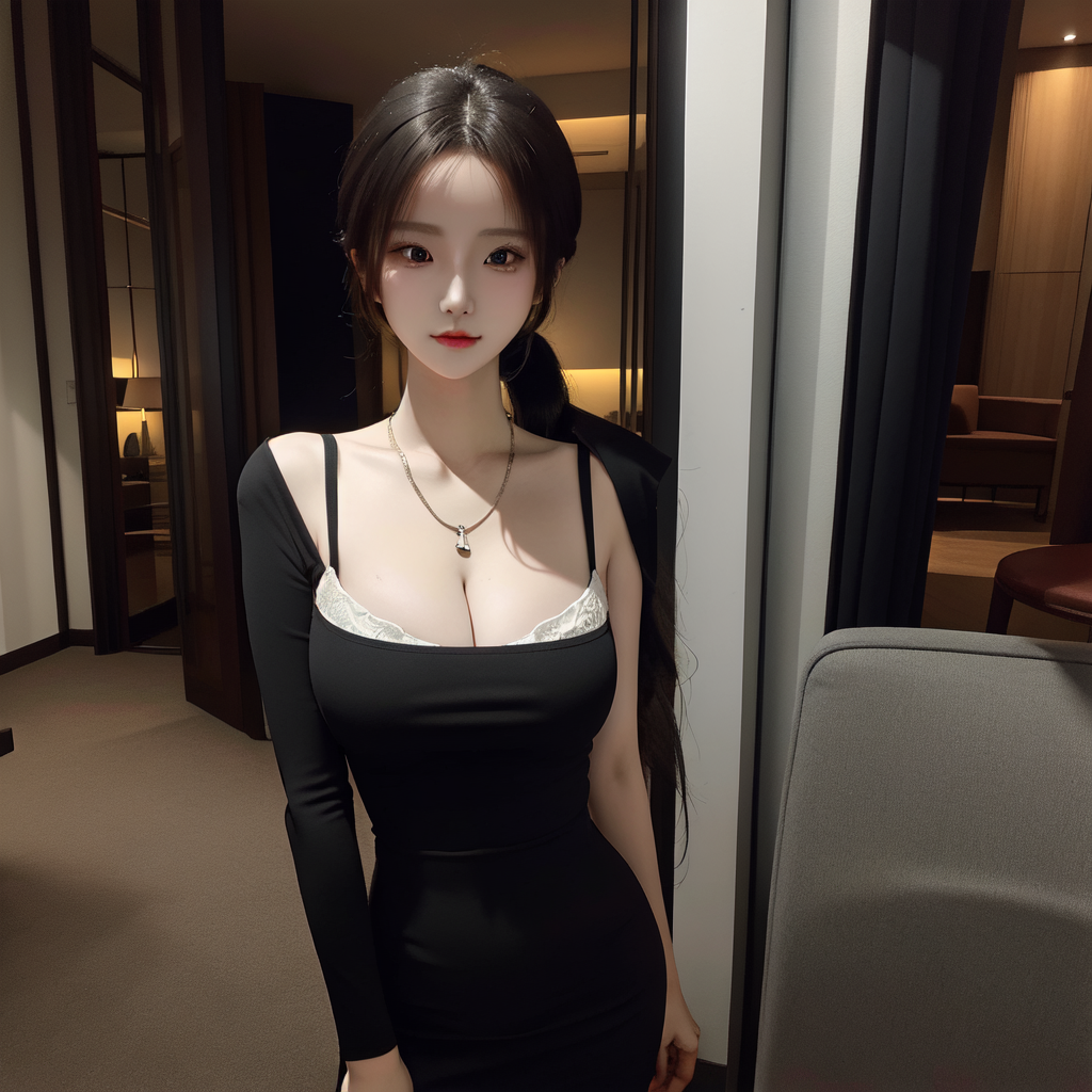 Arte AI: Girl in tight black outfit with big boobs 3233 por @user