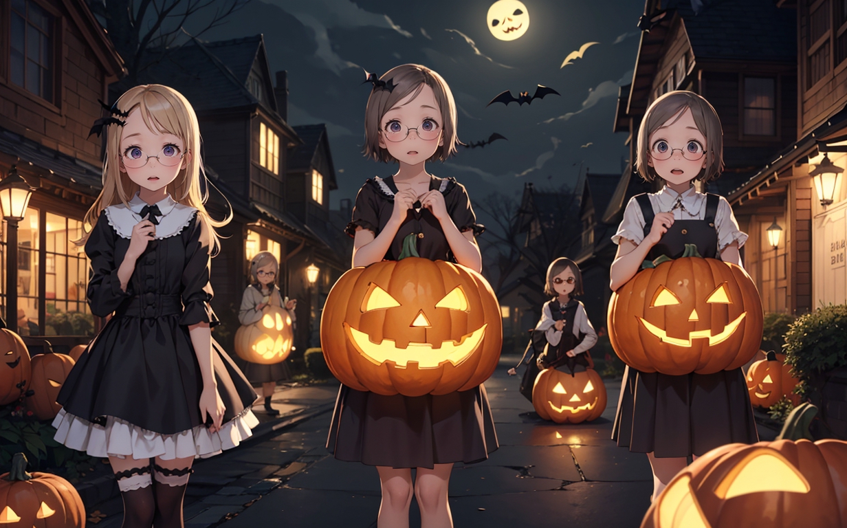 Wallpaper anime, art, girl, pumpkin, Halloween for mobile and desktop,  section арт, resolution 1920x1280 - download
