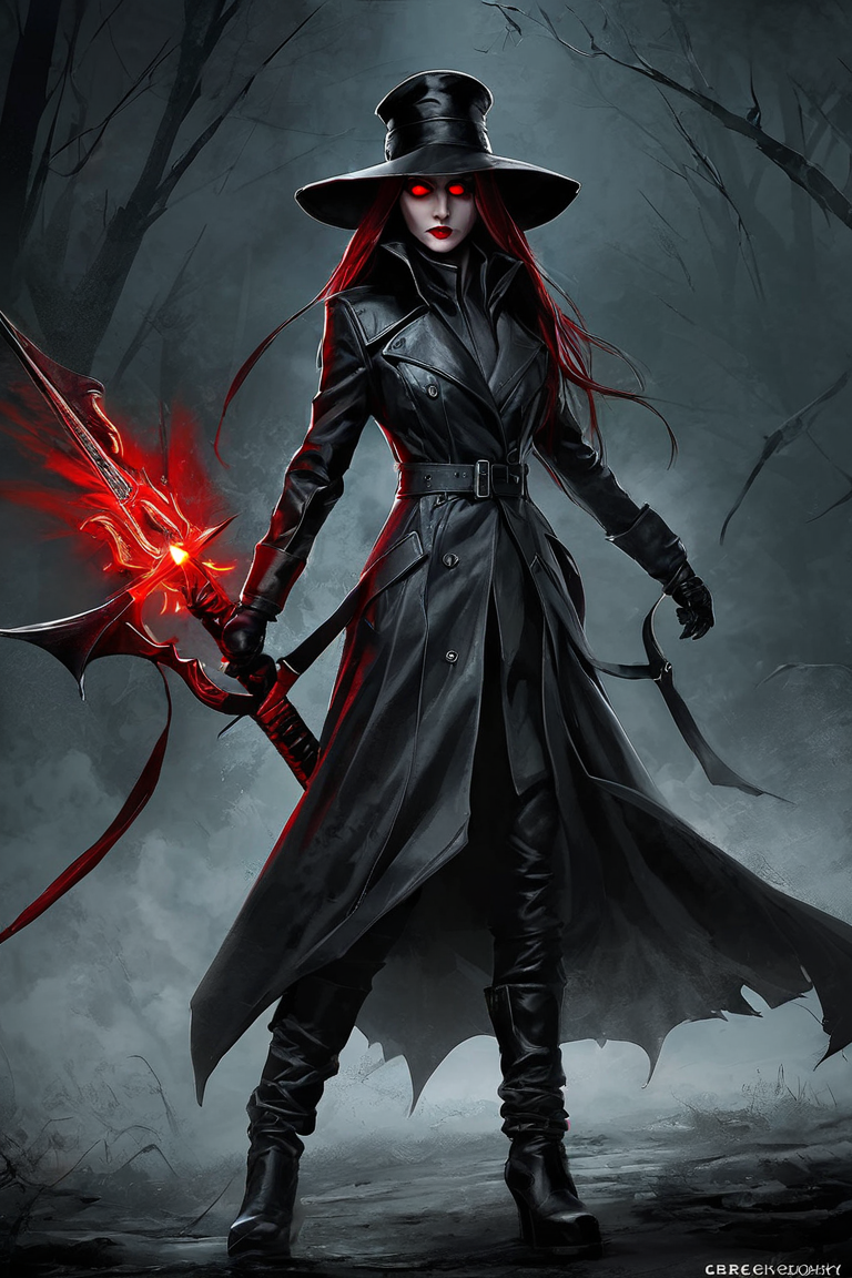 Illustration of an urban fantasy style vampire hunter female holding a  dagger Stock Photo by ©MerryDesigns 279072690