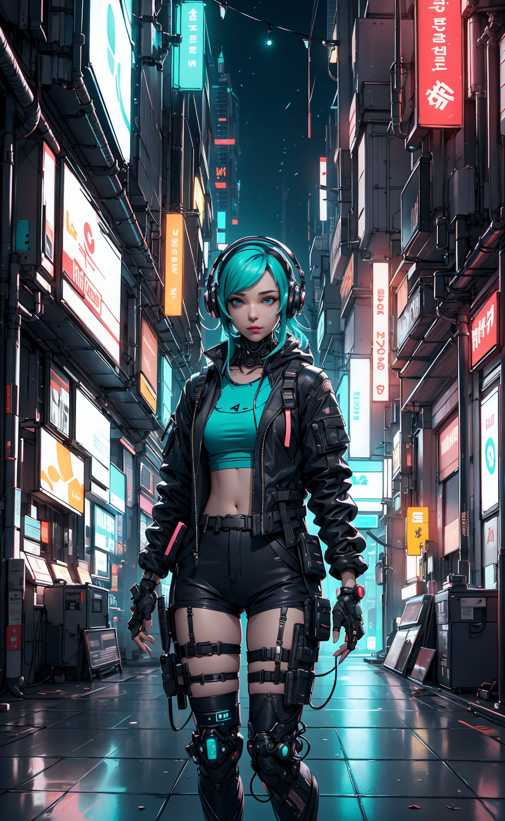 Anime Girl City Night Neon Cyberpunk 4k 