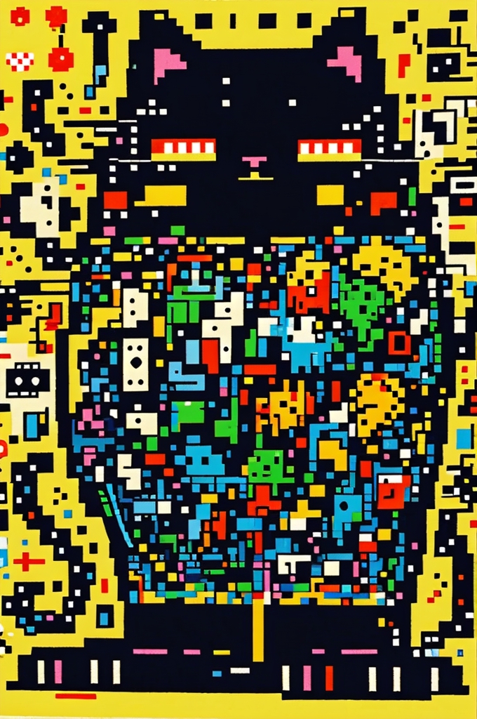 16 Bit Art  Black Cat Pixel Art