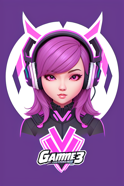 Gamer Girl Silhouette Logo