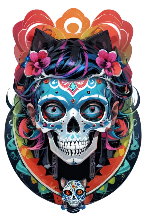 Skull with Flower Vector T-shirt Design