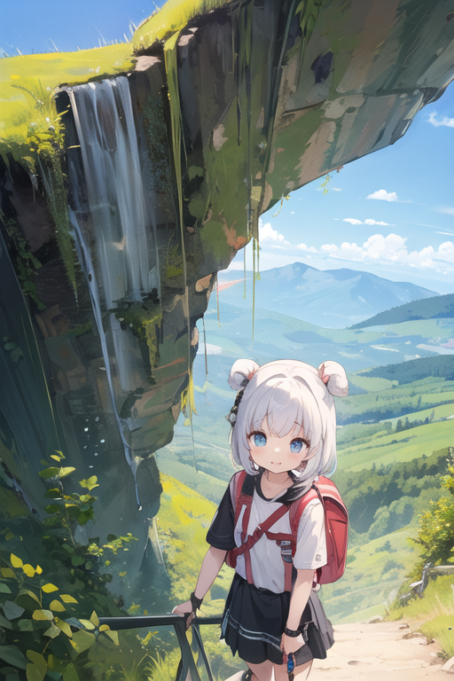 Anime Girl Climbing A Mountain Art Print by PixelJunction - Fy