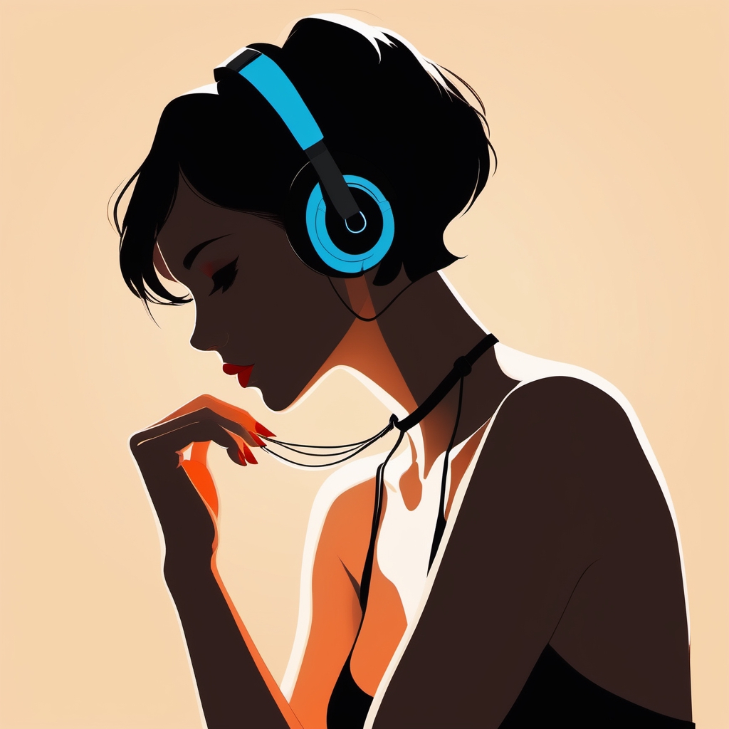 girl listening to music tumblr drawing