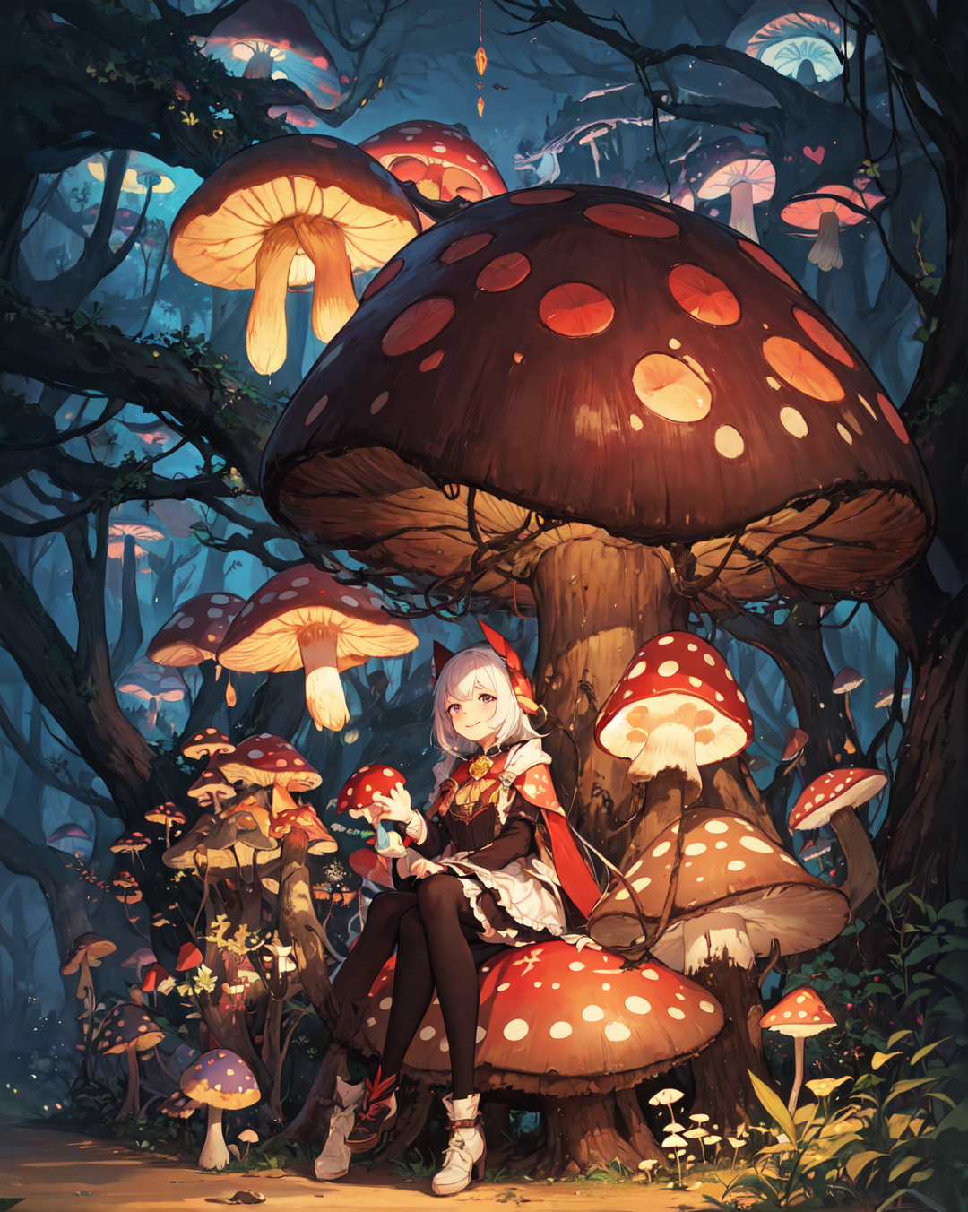 Landscape Anime Girl Forest Mushroom - Salmanaz