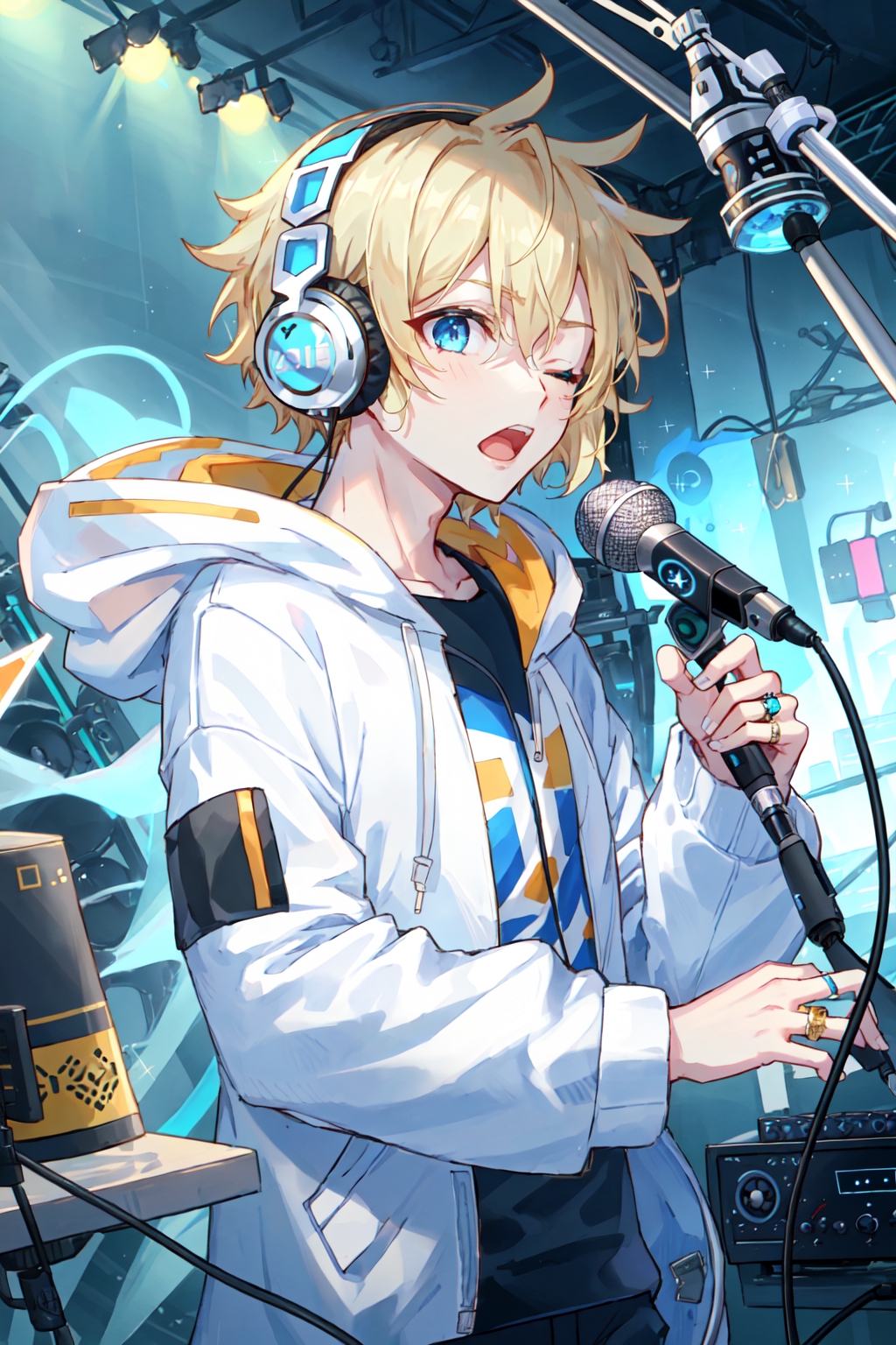 anime boy base with headphones