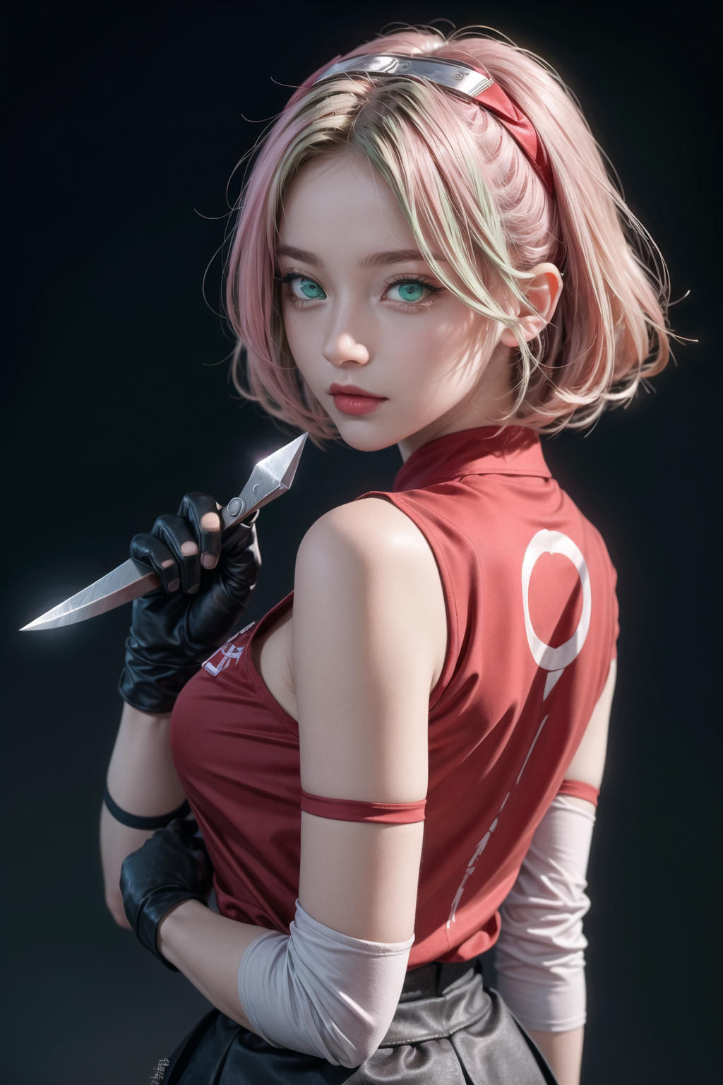 Sakura Haruno Holding Kunai PNG Image