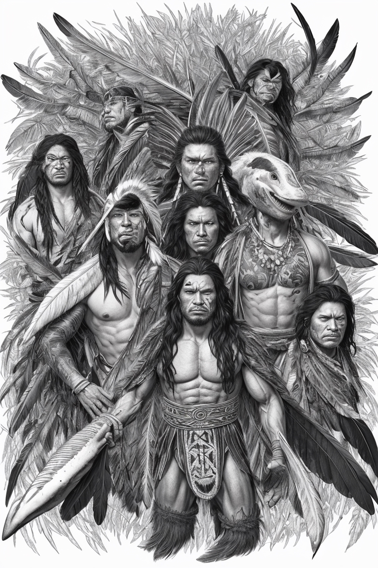 native american man clipart black and white