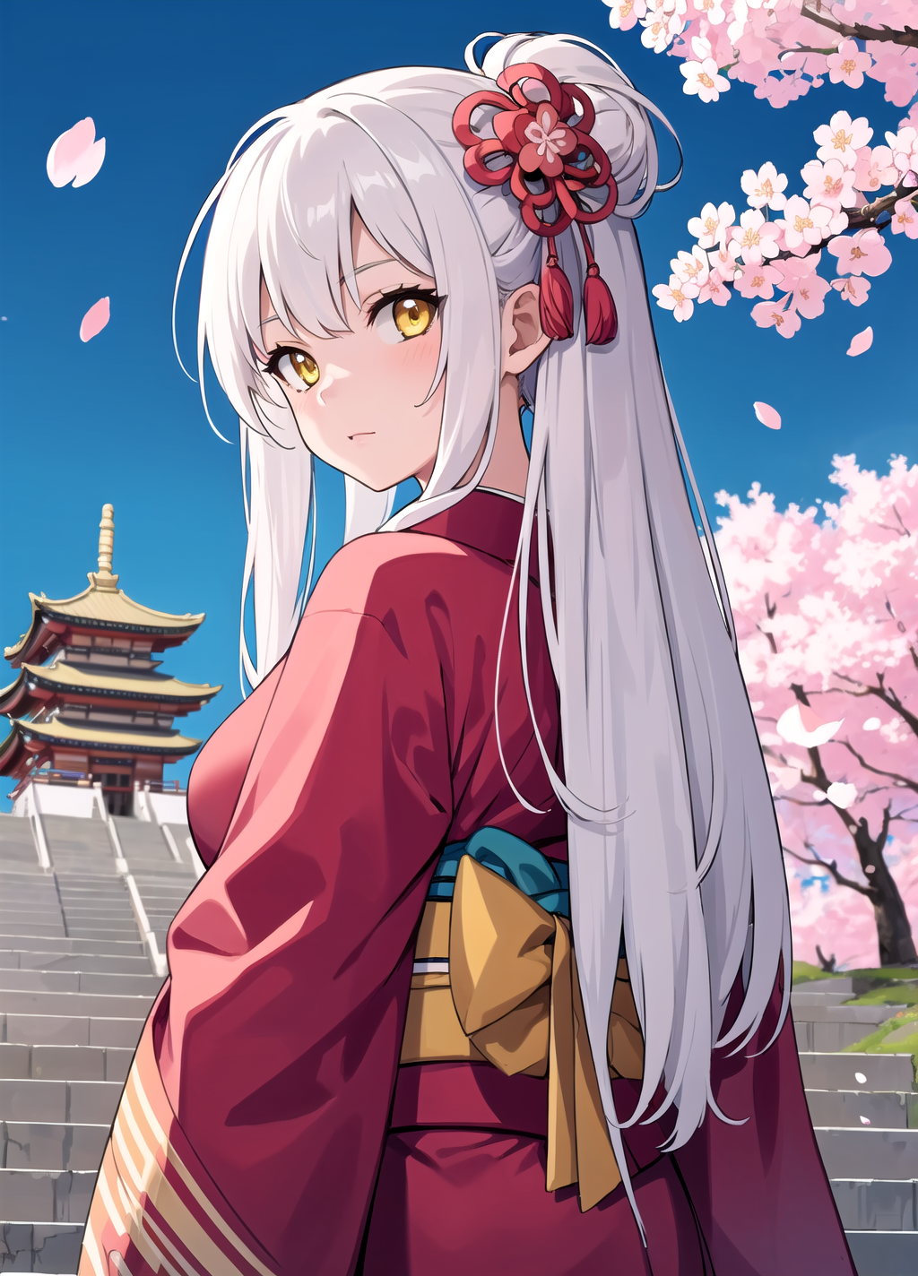 Anime Girls Long Hair Kimono Matte Finish Poster Paper Print - Animation &  Cartoons posters in India - Buy art, film, design, movie, music, nature and  educational paintings/wallpapers at Flipkart.com