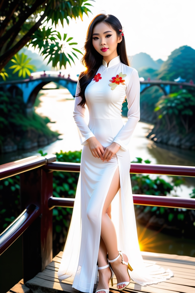 Vietnamese girls in ao dai , s | Tensor.Art