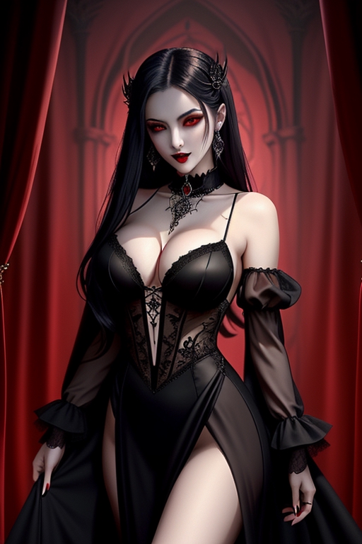 Hot Gothic Sexy Woman Pale White Vampire Goth Girl Lady Halloween