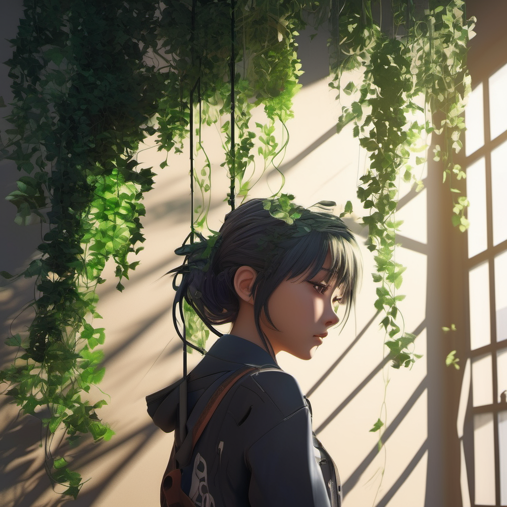 anime visual of a girl with short hair, dark atmosph