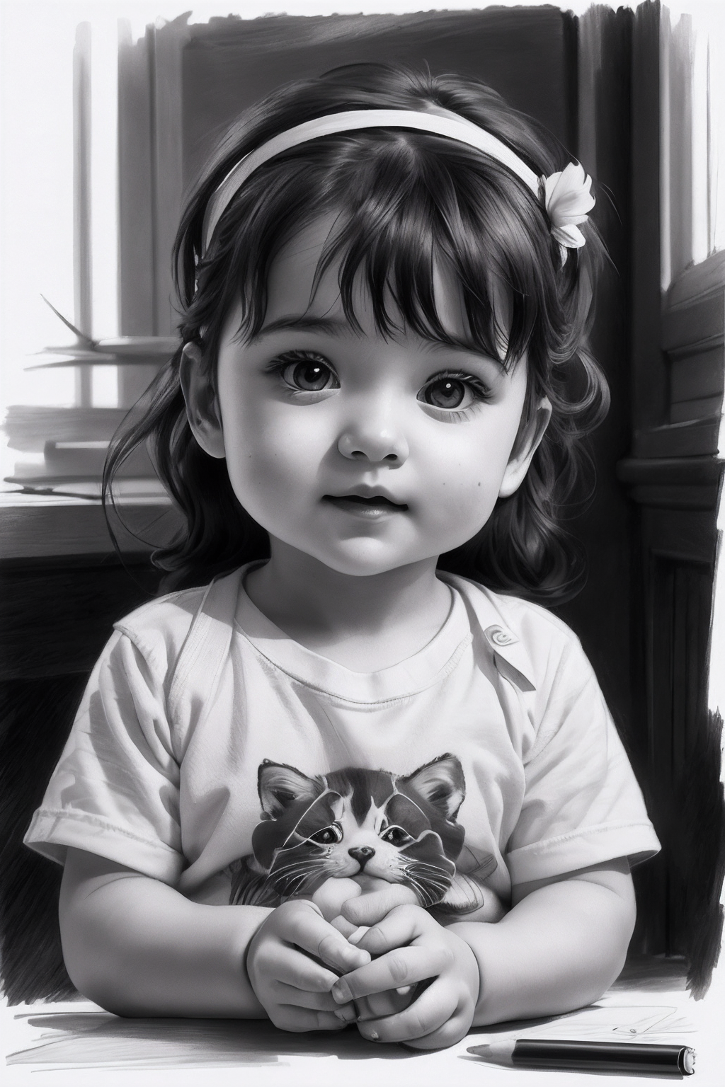 Pencil Sketch of Cute Baby - Desi Painters