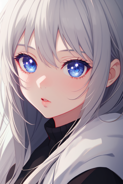 anime girl with long silver hair