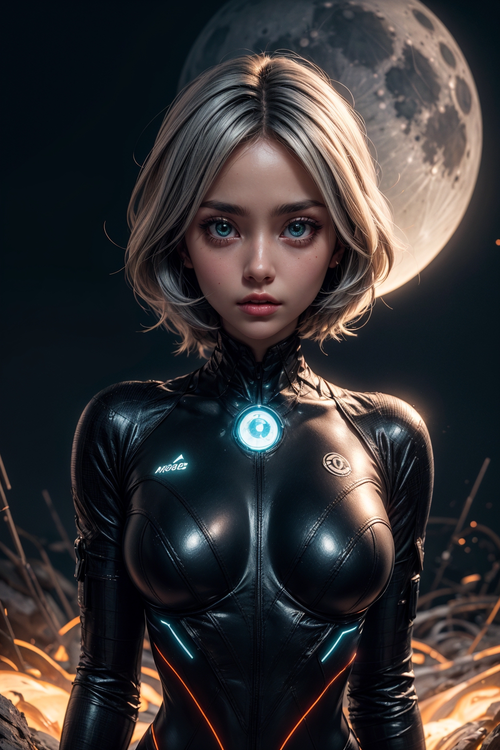 Premium AI Image  A black anime girl with glowing eyes and a black  background.
