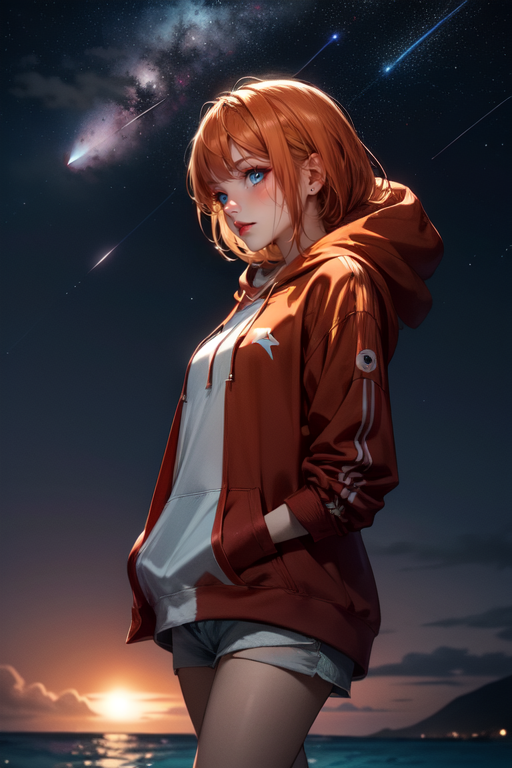 anime girl with short orange hair