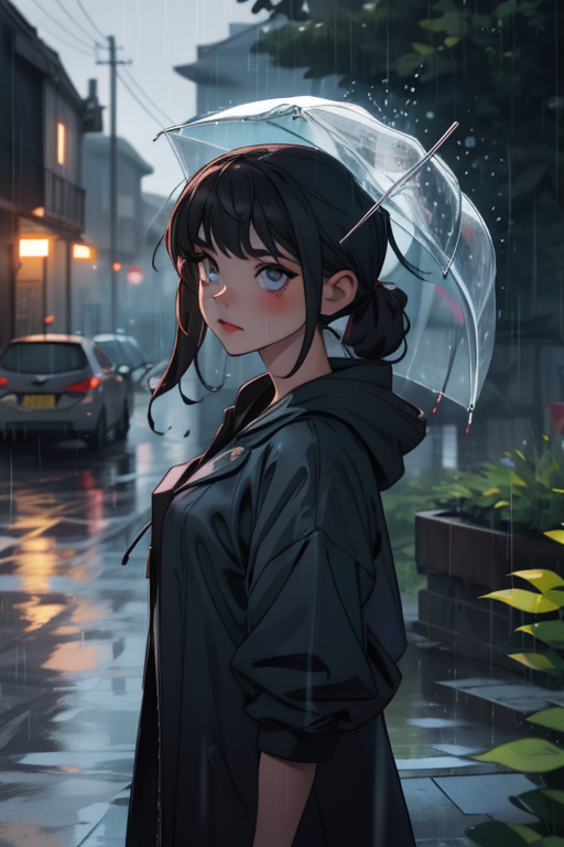 Dark girl with umbrella [Artist: theDURRRRIAN] - Original anime