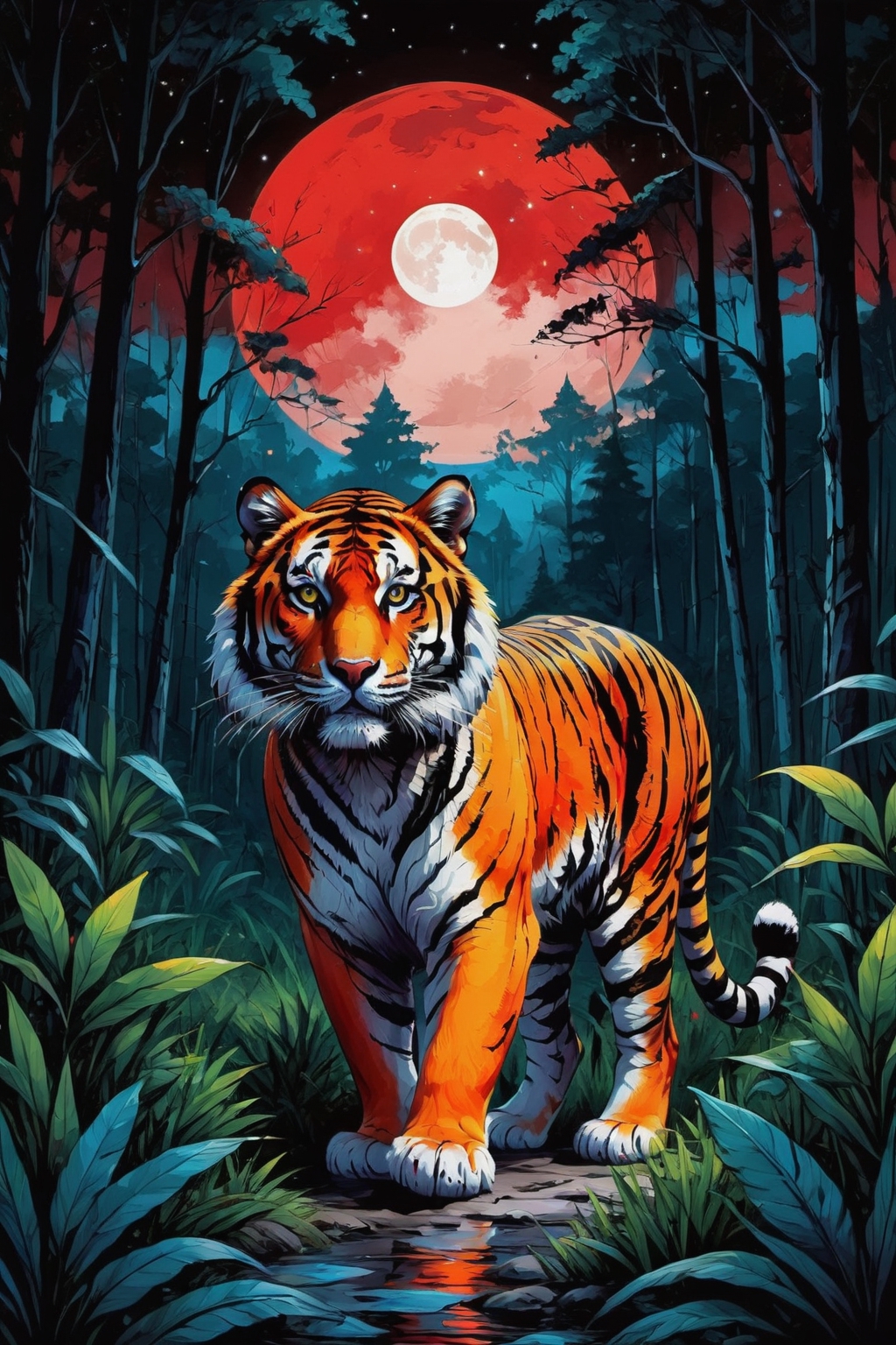 Coloring Pages | Tiger in Forest Coloring Page