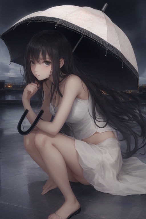 Dark girl with umbrella [Artist: theDURRRRIAN] - Original anime