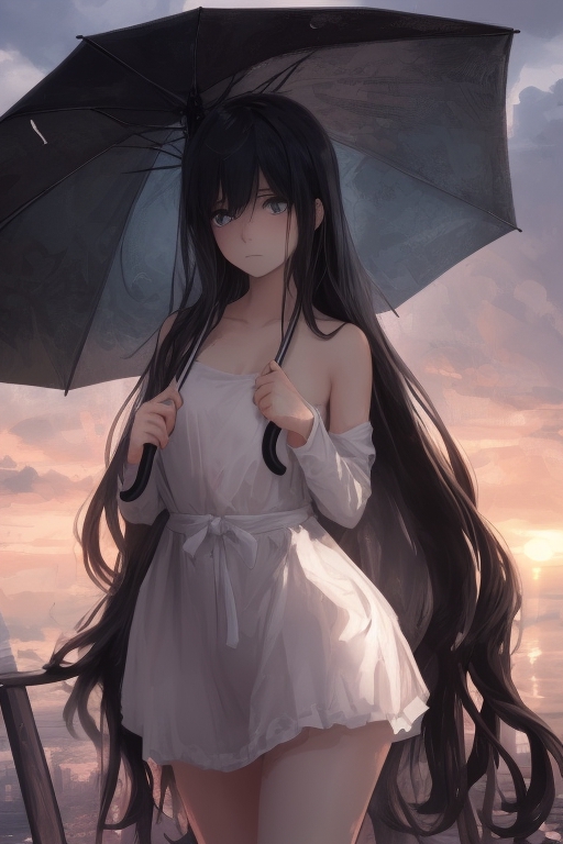 Dark girl with umbrella [Artist: theDURRRRIAN] - Original anime