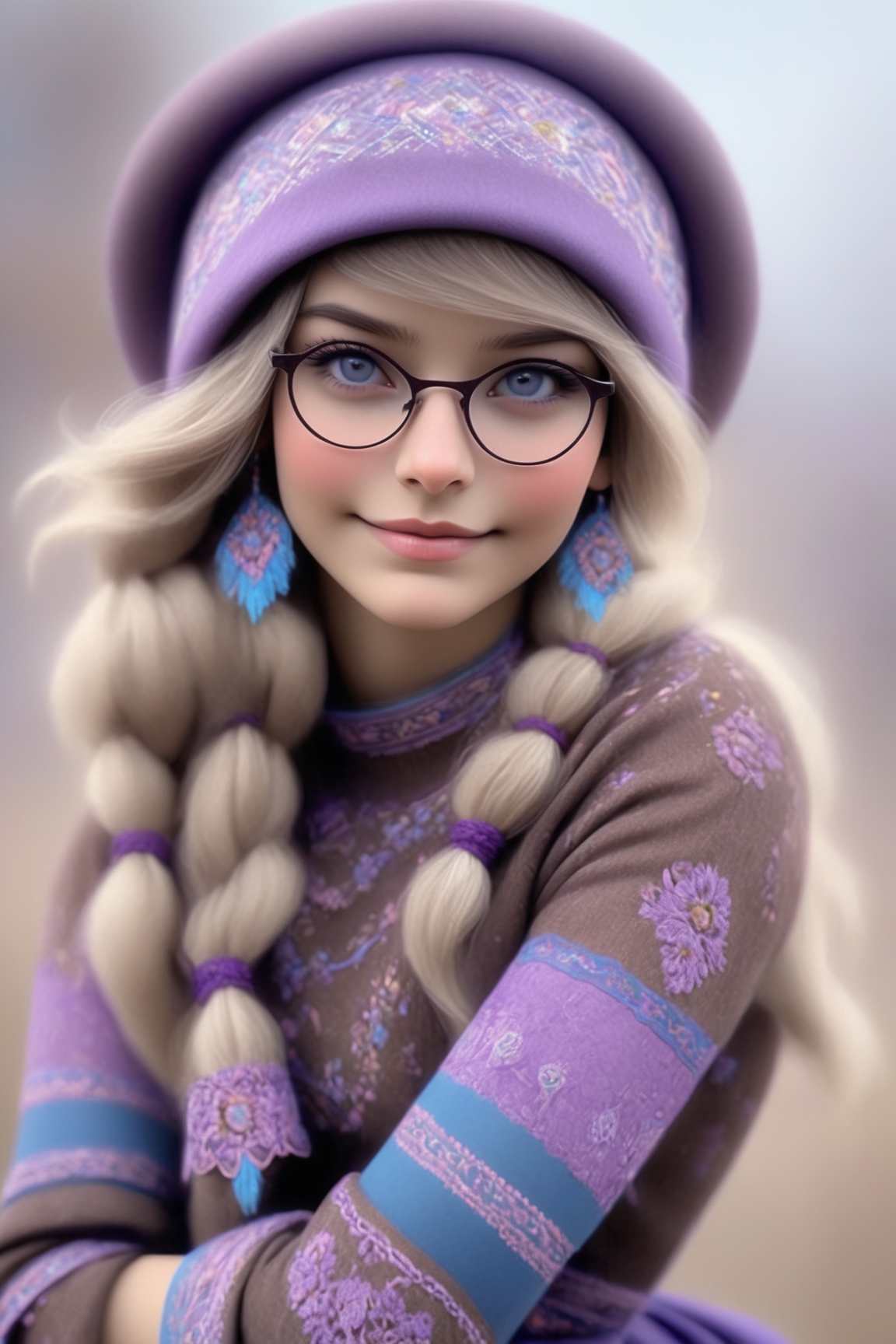Beautiful blonde Ukrainian girl with blue eyes in folk clothing