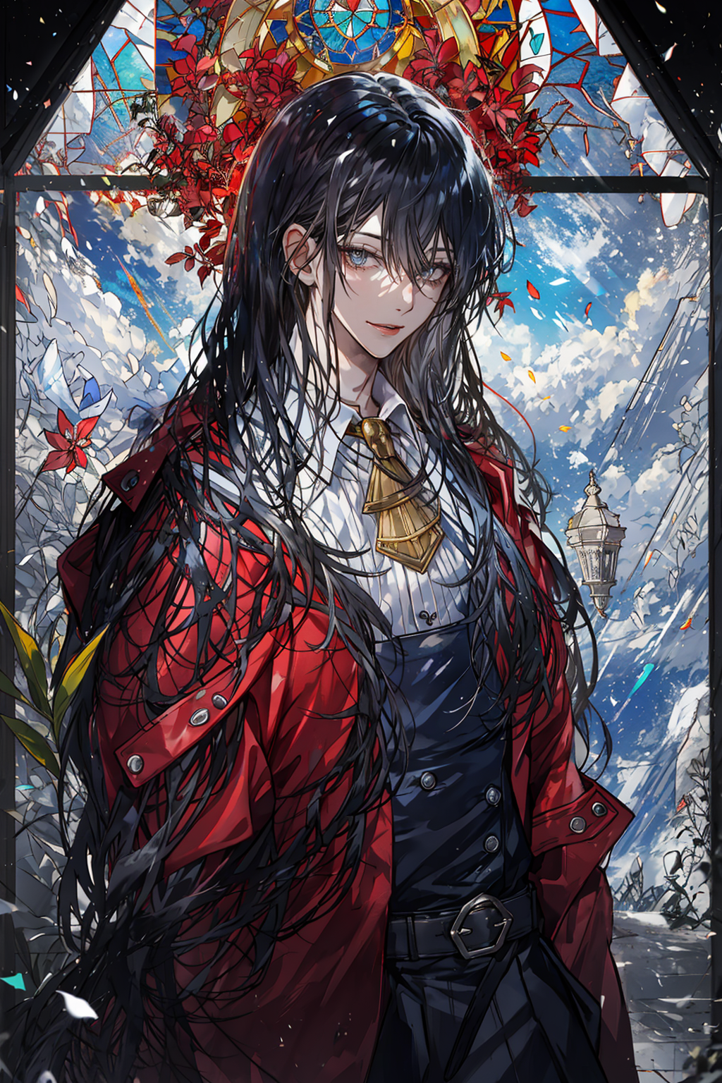 Black-haired man with jacket illustration, Fan art Character Anime