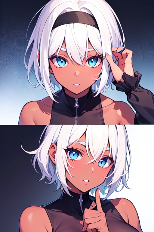 Anime girl with short messy white hair