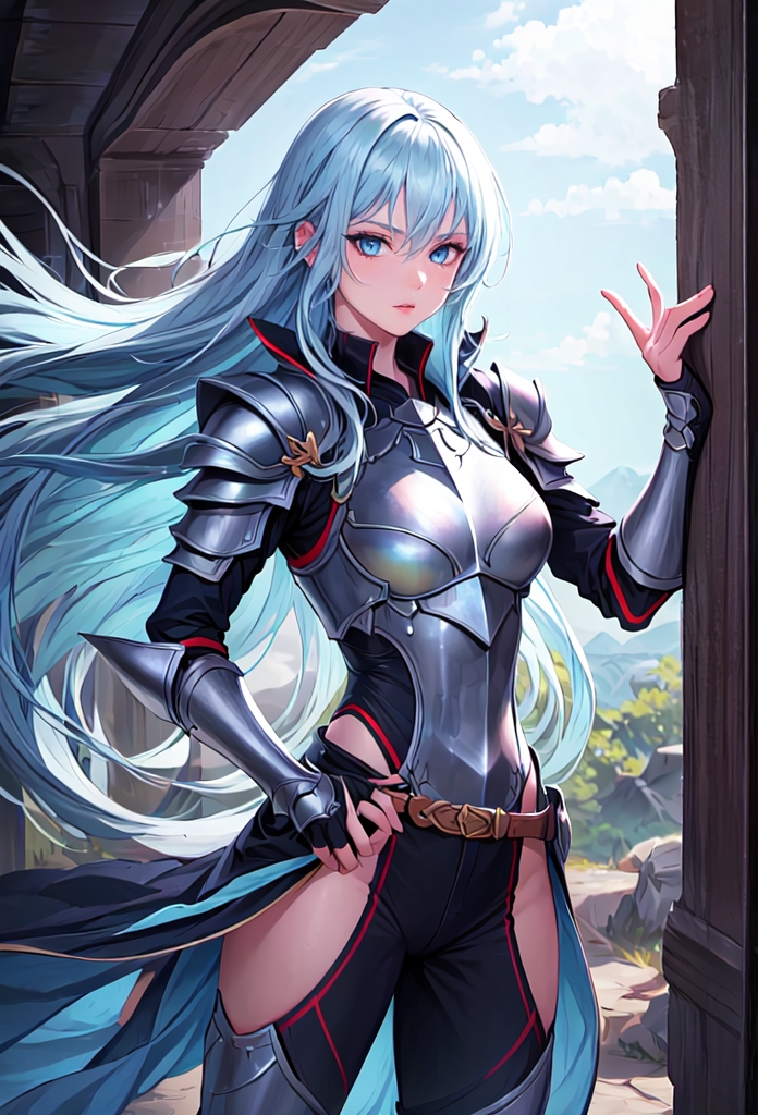 anime girl with light blue hair and blue eyes