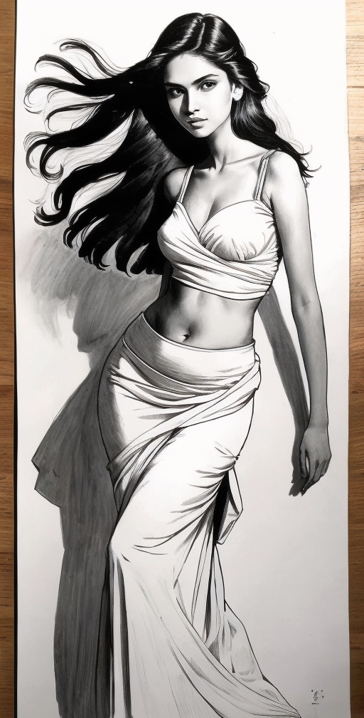 Pencil sketch - Indian Art Galaxy - Drawings & Illustration, People &  Figures, Female Form, Other Female Form - ArtPal