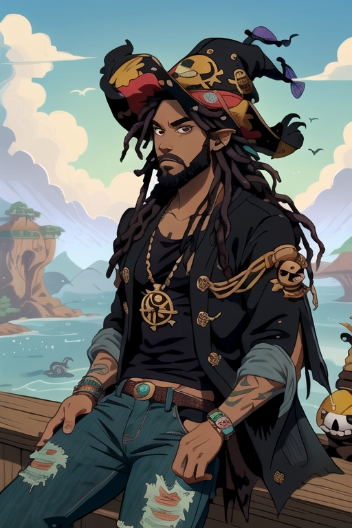 Artistic depiction of a hip hop ninja pirate character