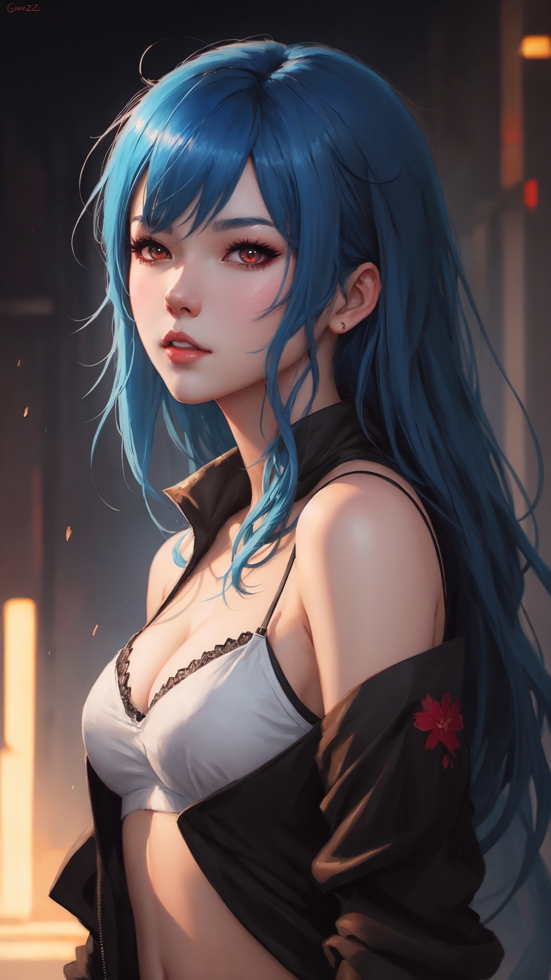 ArtStation - Blue Hair Anime Girl Illustration