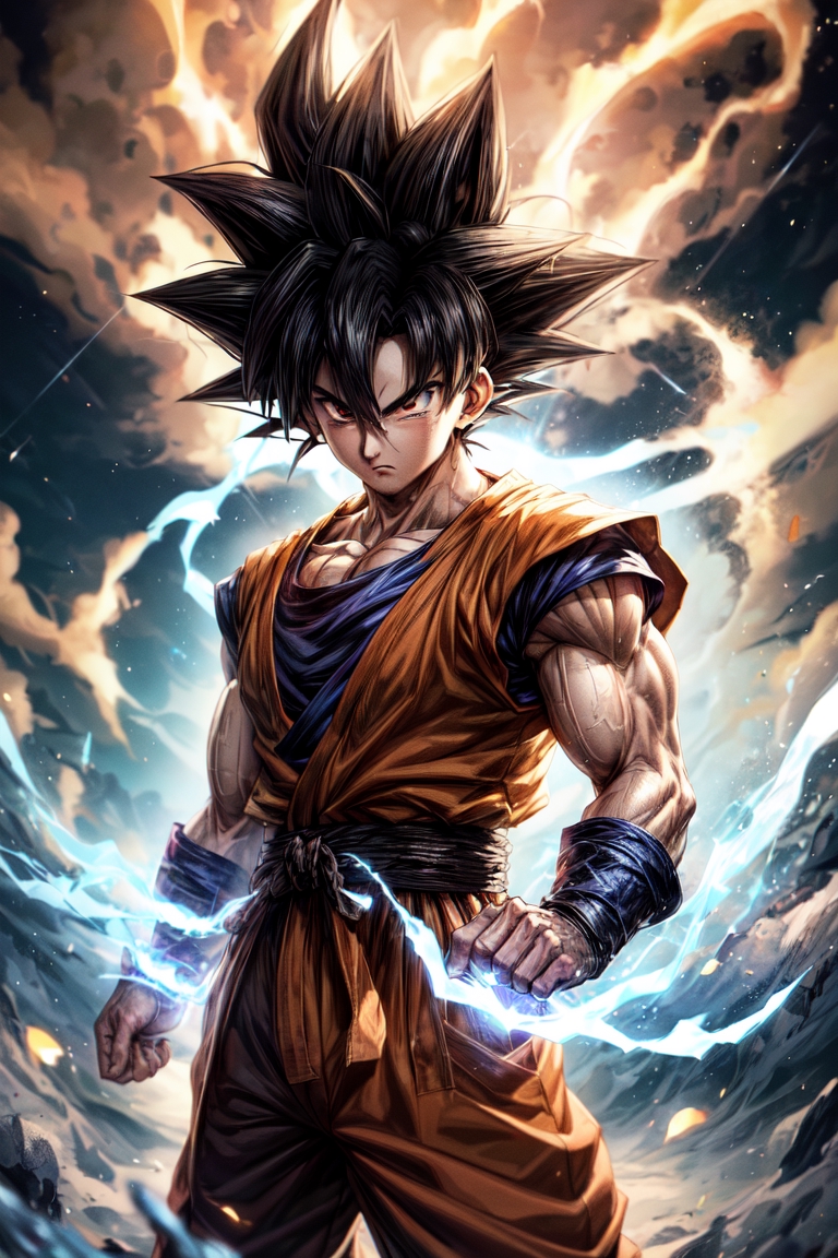 breathtaking detailed painting of goku ultra instinct