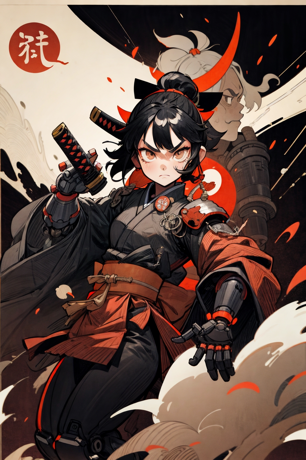 anime girl samurai armor