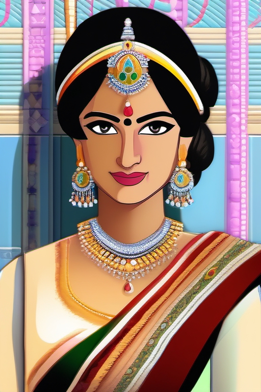 Traditional Indian Saree: Elegant Woman in Saree & Jewelry, AI Art  Generator